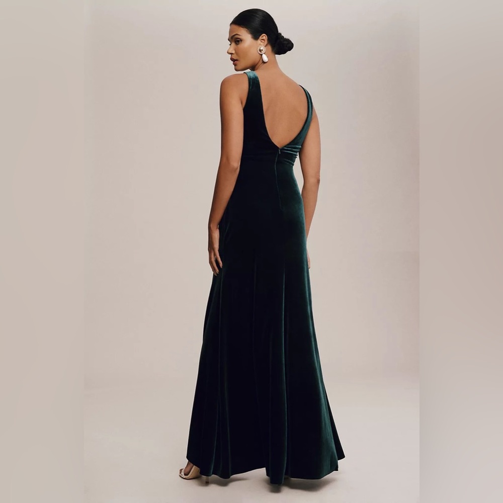 Jenny Yoo Logan Deep V Velvet Column dress - Picture 5 of 6
